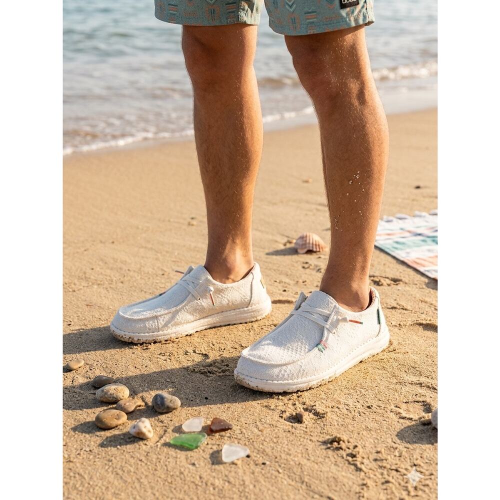 HEYDUDE Women's Wendy Boho White Crochet slip-on loafers- Size 10